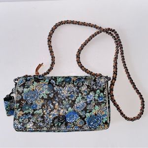 COACH 1941 Dinky Crossbody Wild Flower Calf Hair Fur Bag Purse Blue Black Floral